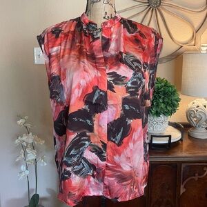 Elie TAHARI Floral Women's Top Oversized- Red and Black